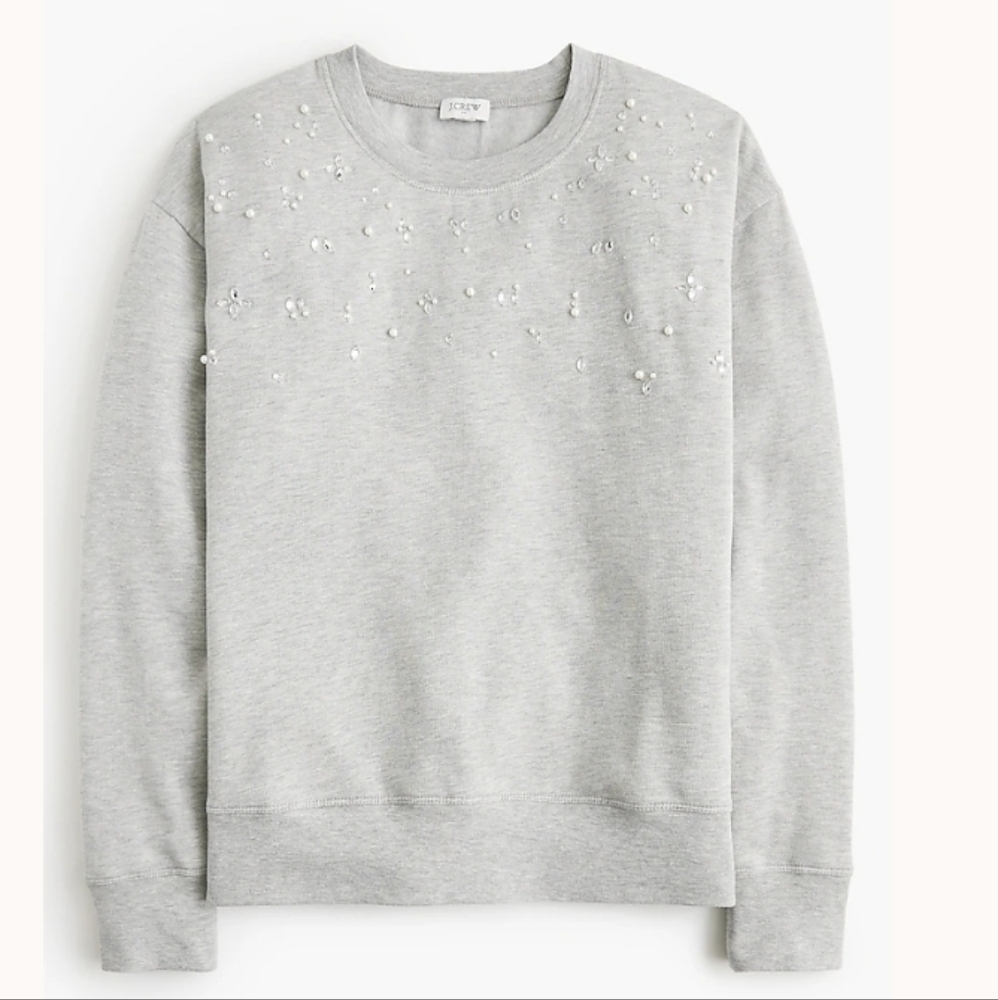 J. Crew Factory Embellished Crewneck Sweatshirt - heather grey